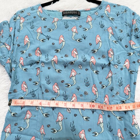 Women Sugarhill Vintage Mermaid Crew Neck Dress in Blue Size US 8 - Picture 6 of 11